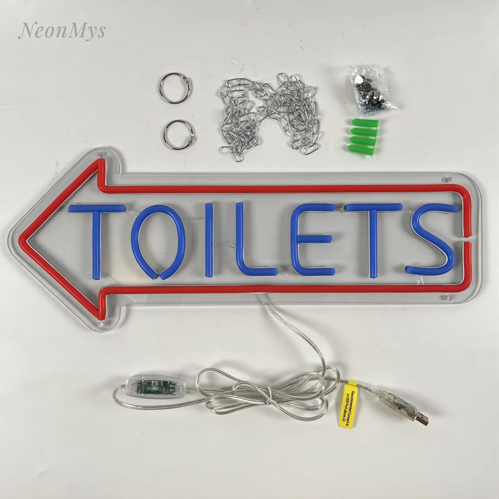 Enseigne au néon pour toilettes, flèche d'entrée de salle de bain, logo directionnel pour extérieur, fête, bar, jeu, lumière LED, panneaux muraux