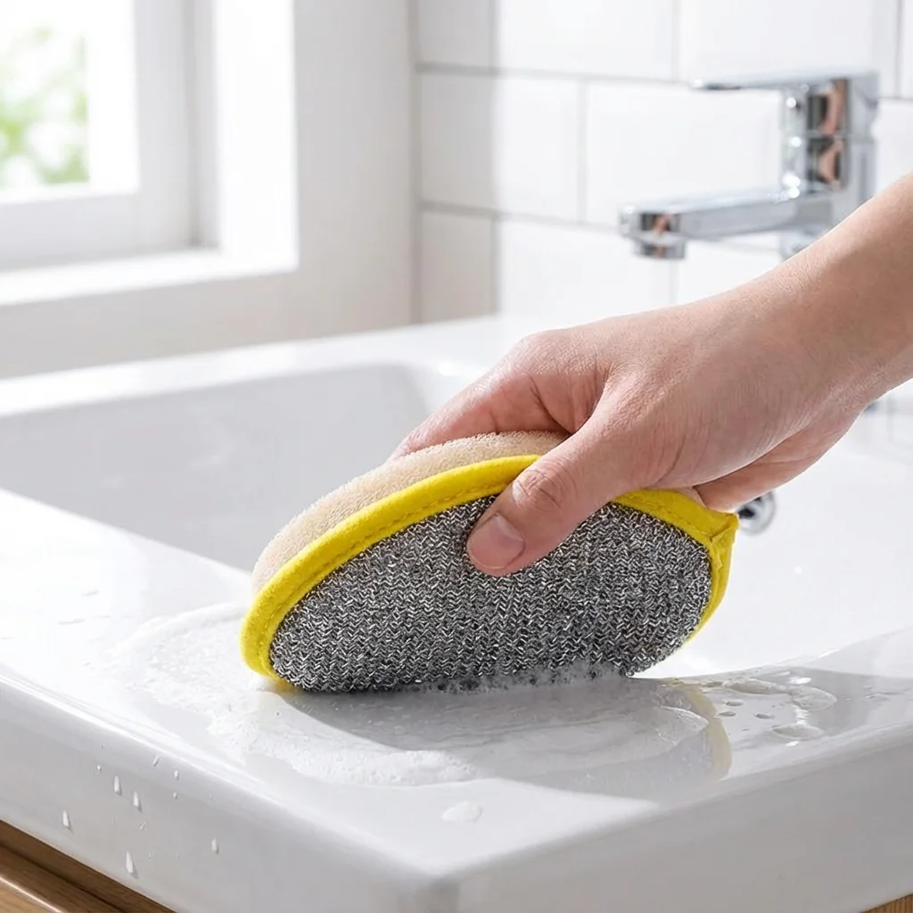 US Kitchen Essential! 10Pc Dual-Sided Sponge Scourers, Multi-Purpose Clean Dishes/Cookware/Sinks, Non-Scratch Heavy Duty