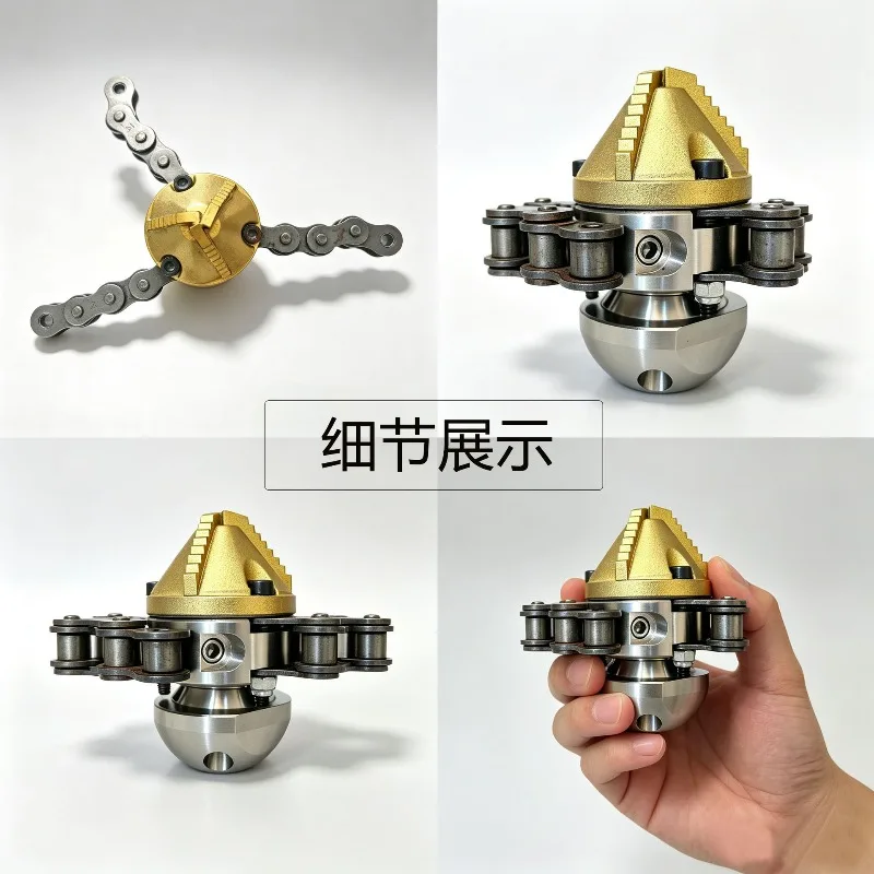 1KG High Pressure Rotary Sewer Nozzle with Chain Cutter, Drain Pipe Cleaner for Tree Roots, Grease & Sludge Removal