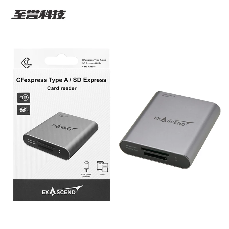 EXASCEND-Lector de tarjetas Flash 2 en 1, dispositivo de alta velocidad, multifunción, 2 en 1, 10Gbps, CFexpress tipo A / SD Express