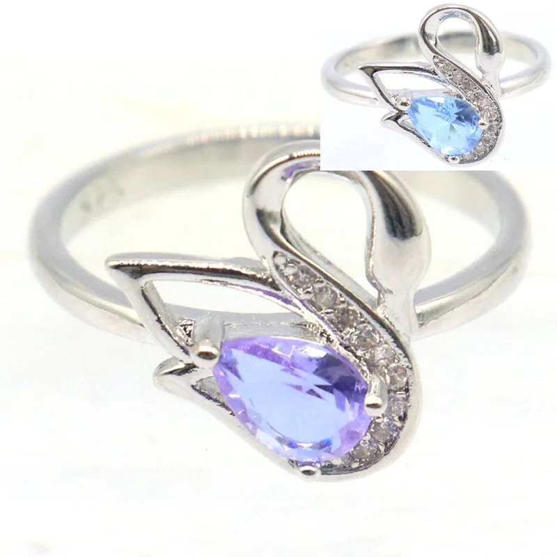 Buy 4 Get 1 Free 5x14mm Color Changing Alexandrite Topaz Zultanite Real Blue Sapphire Fire Rainbow Mystic Topaz CZ Silver Rings