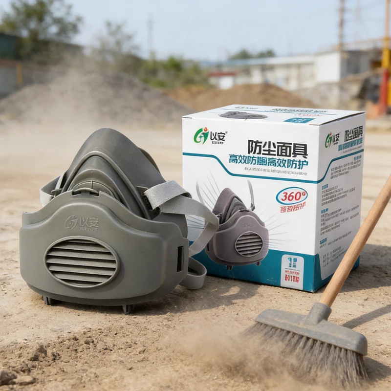 Half Face Dust Mask Respirator Dust-Proof Work Safety Rubber Mask Cotton Filter for DIY House Clean Carpenter Builder Polishing