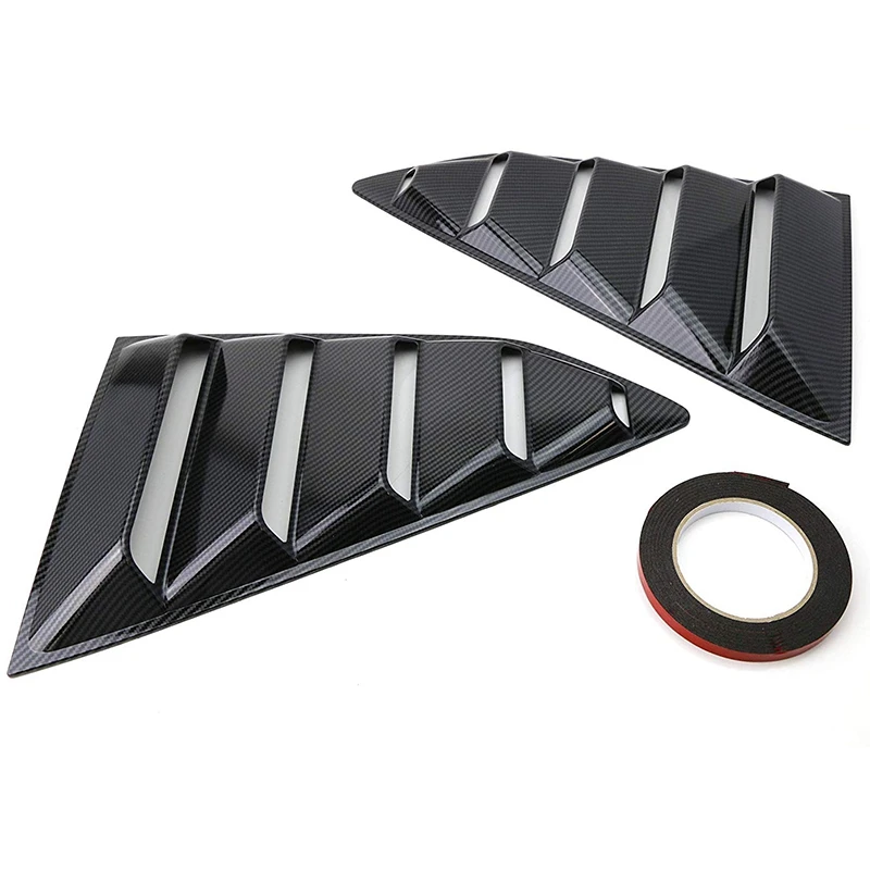 Rear Side Window Scoop Air Vent Louver Shades Left Right Black Carbon Fiber Finish Racing Style For Chevy Camaro 2016-2018