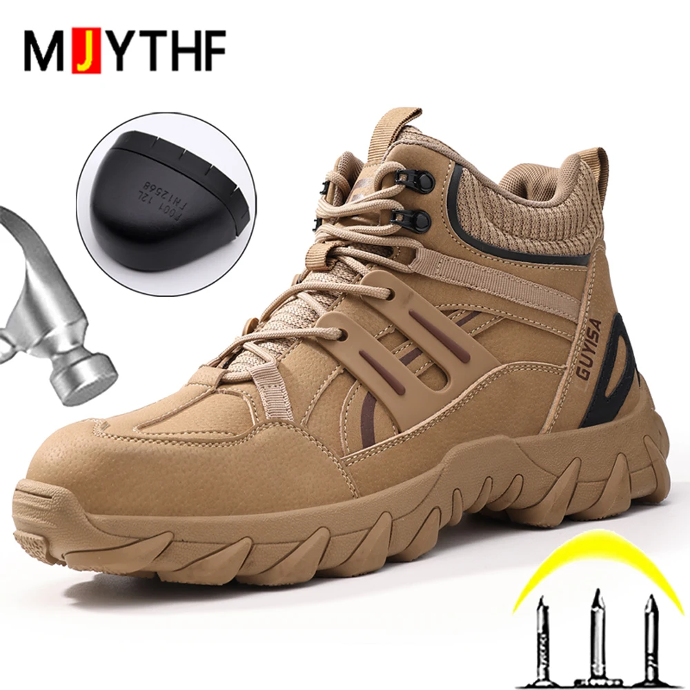 

Мужские защитные ботинки высокого качества, противоударная обувь со стальным носком, рабочие ботинки с защитой от проколов, удобная износостойкая неразрушимая обувь