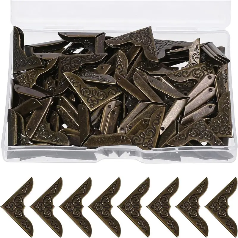 

Superior-80 PCS Iron Book Corner Protectors, Vintage Metal Book Corners, For Paperbacks Books Edge, Photo Protector, Scrapbookin