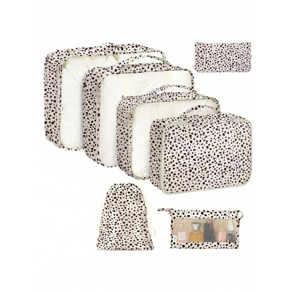 

7pcs/Set Travel Packing Cubes, Large Capacity Zipper Organizer Bags, Hand-Held Travel Tote, Storage Bags, Mesh Bags, Cosmetic Po