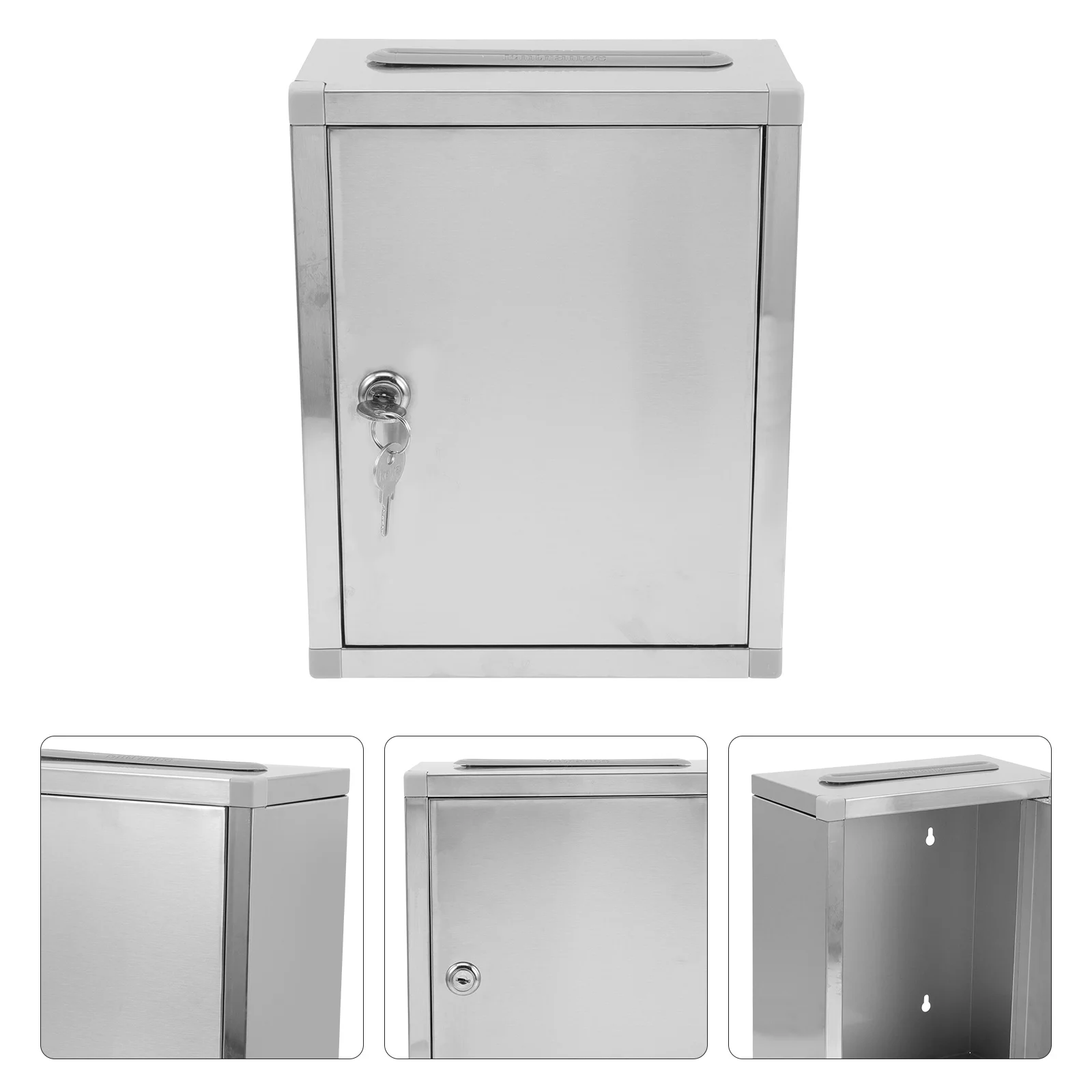 Stainless Steel Suggestion Box Donation Box Lockable Security Convenience Complaints Mails Letters Interoffice Communication