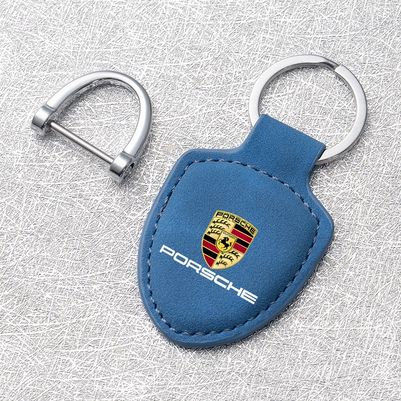 LLavero de gamuza para coche, llavero con escudo, colgante de modelado, regalos para Porsche Panamera Spyder Carrera Macan Boxster Cayman Cayenne Pajun