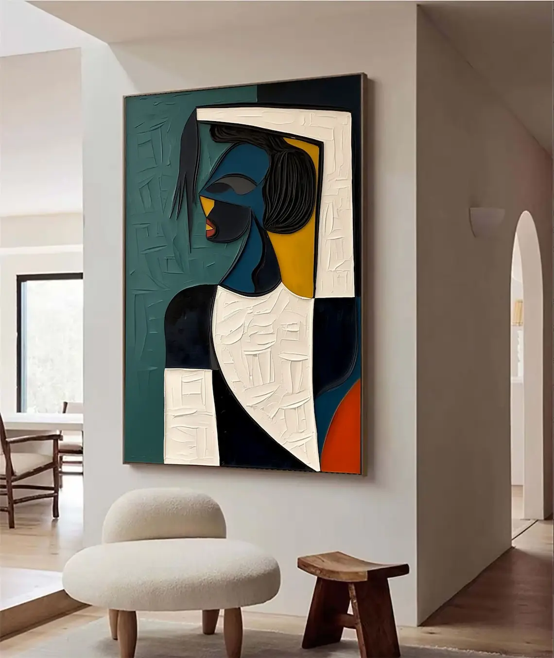 Large Colorful 3D Textured Mural Original Hand-painted Abstract Canvas Painting Picasso-style Oil Painting Modern Wall Art Decor