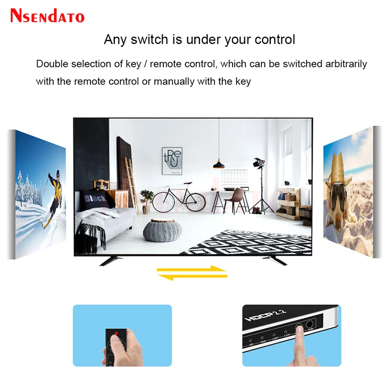 4X1 HDMI Switcher with Audio Extractor with R/L Audio Selector 4 in 1 out 4K 60Hz HDMI Switch ARC Audio Extractor with IR Remote