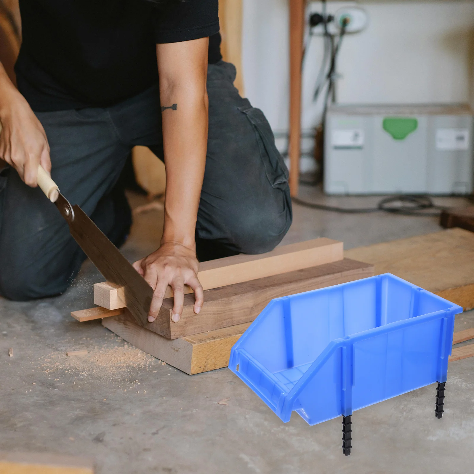 Plastic Nesting Shelf Bin Box Set Heavy Duty Storage Container for Tools Hardware Organization Workshop Garage Auto Repair Home