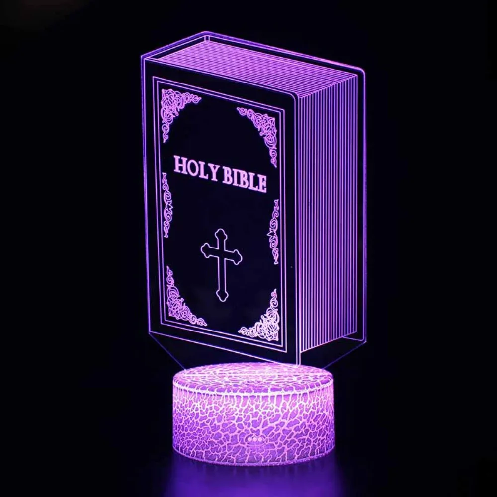 Nighdn Holy Bible Night Light for Boys Girs 3D Acrylic Night Lamp Room Decor Gift for Birthday Thanksgiving Halloween Christmas