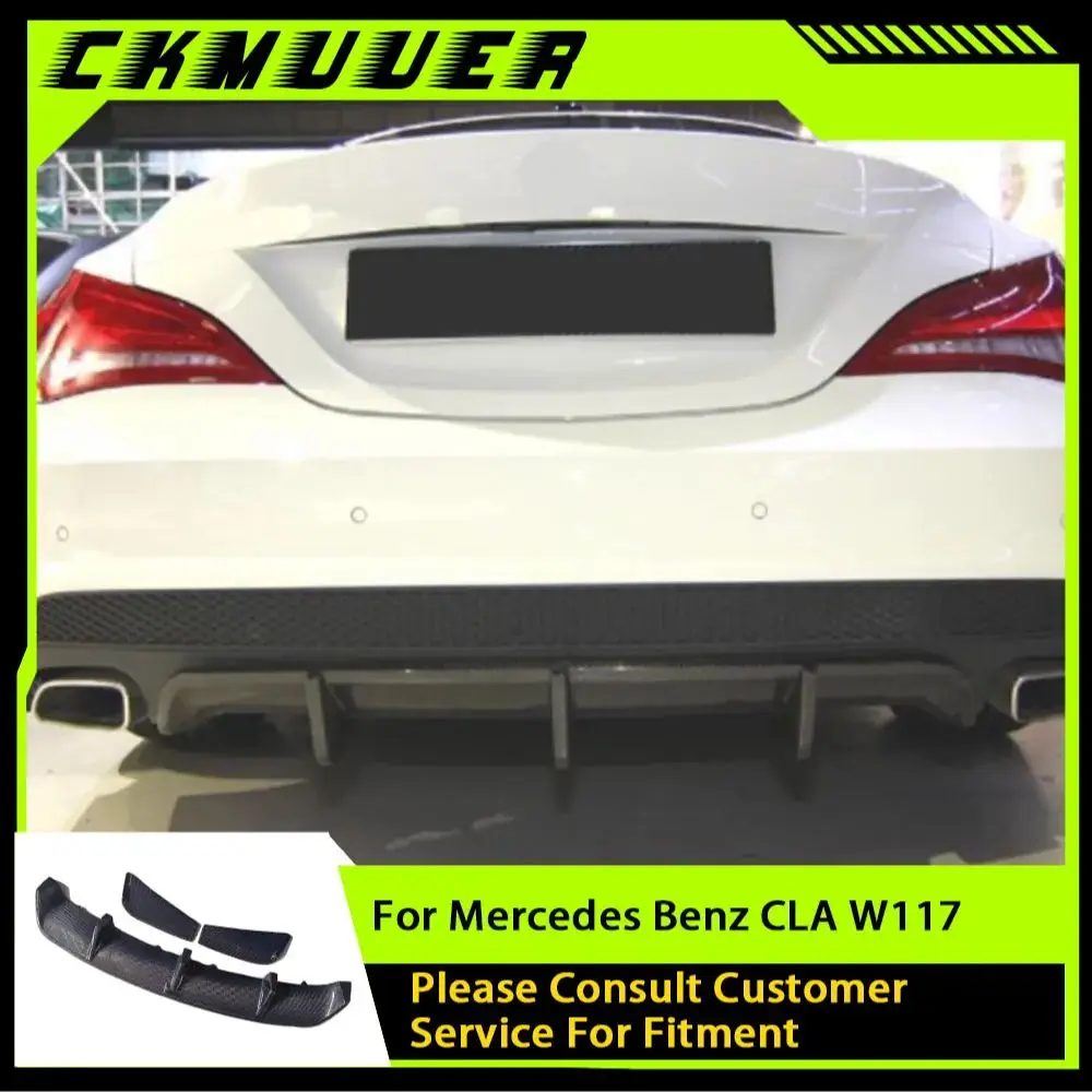 

CKMUUER For Mercedes Benz CLA W117 CLA180 CLA200 250 CLA45 AMG Package 2013 -2018 Carbon Fiber Rear Bumper Diffuser Splitters