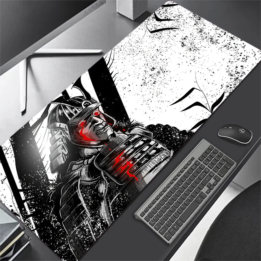 Oni Samurai Mouse Pad Gamer Desk Mat Large Gaming Accessories E-sports Japanese Valorant Keyboard Black Padding Computer Mouse