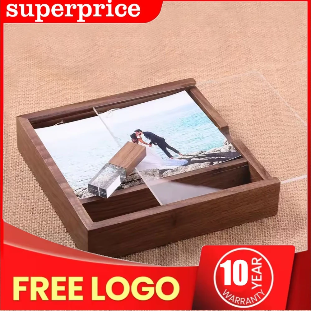 

1pcs Photography Wedding Gift USB Flash Drives 2.0 128GB Acrylic Album Wooden Box Memory Stick 64GB Pen Drive 32GB U Disk Gift