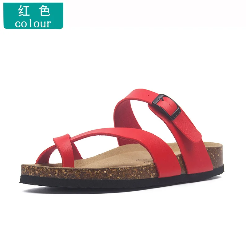 2023 Unisex Summer Fashion Cork Sandals Beach Gladiator Buckle Strap Sandals Shoes Women Flat Casual Beach Sandals Size 35-45