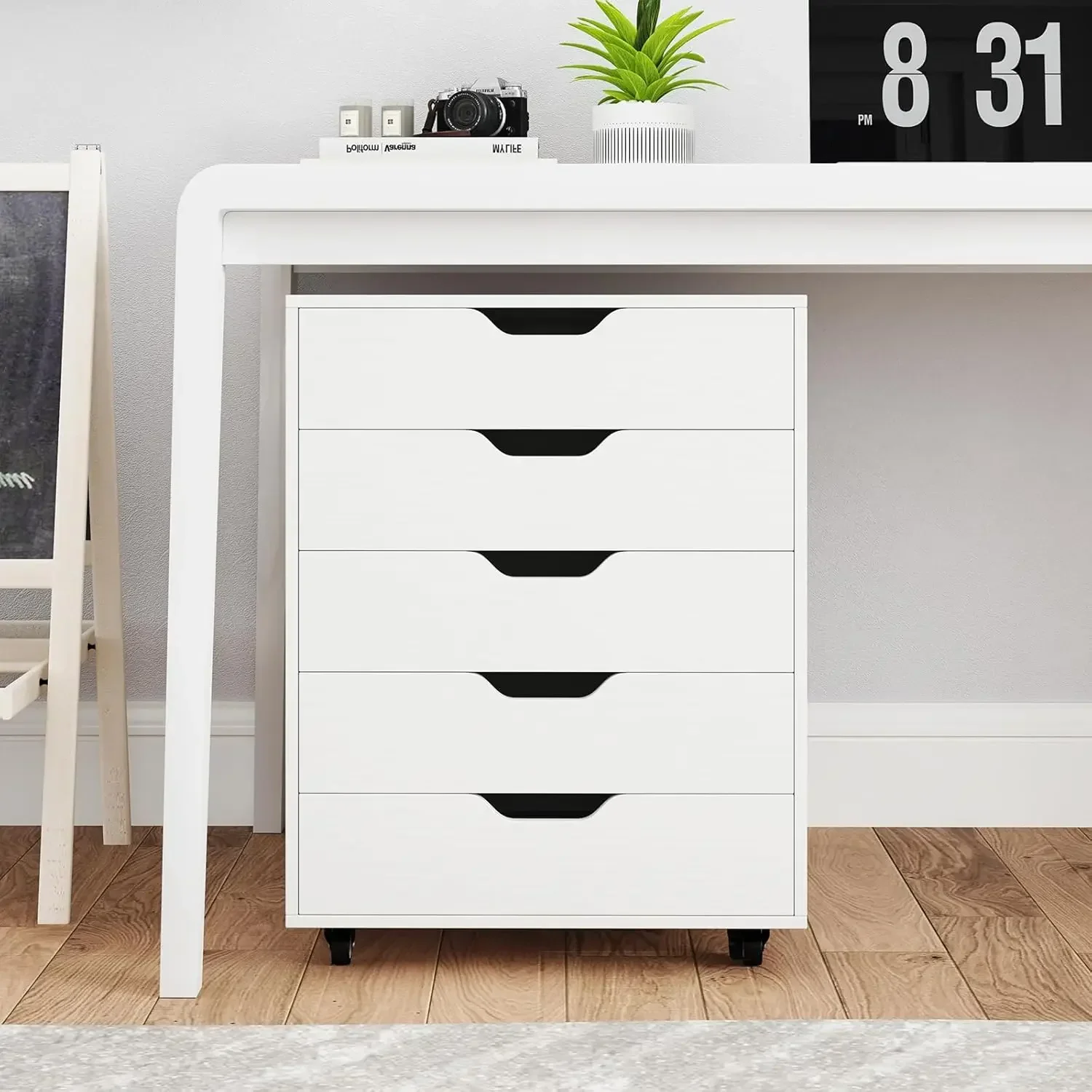 5-Drawer Mobile Storage Cabinet with Wheels - Rolling Lateral Filing Under Desk Chest of Drawers, 19.5