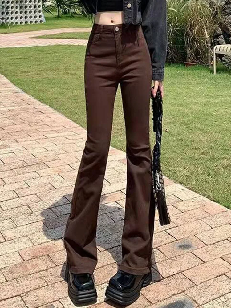 Skinny Hight Waist Flare Jeans Korean Streetwear Casual Stretch Denim Pantalones De Mujer New Spring Vintage Slim Kot Pantolon