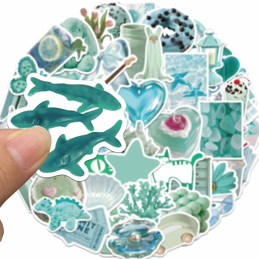 10/30/50pcs Cute Mint Green Stickers Ins Style Cartoon Decals Notebook Fridge Laptop Phone Case Bike DIY Decoration Kids Toy view 4
