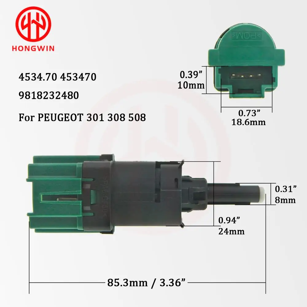 Interruptor de luz de freno para coche, lámpara de parada para Peugeot 9670430580, 4534,70, 9804869480, 9818232480, 207, 307, 208, Citroen C3, C4,