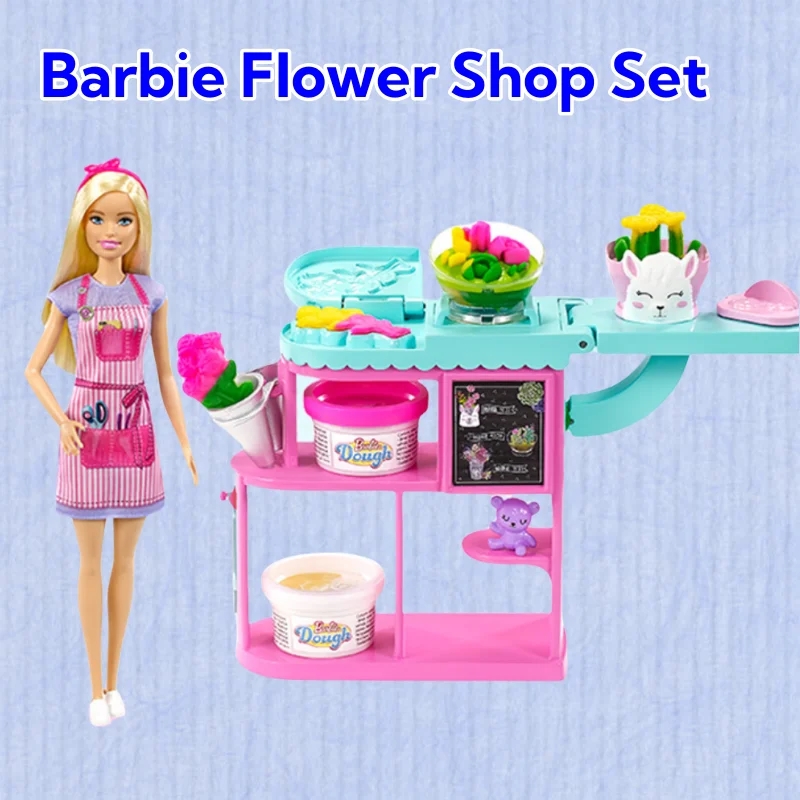 

New Sale Barbie Peripheral Flower Shop Set Gift Box With Doll For Girls To Play Desktop Decoration Children'S Toys High Quality