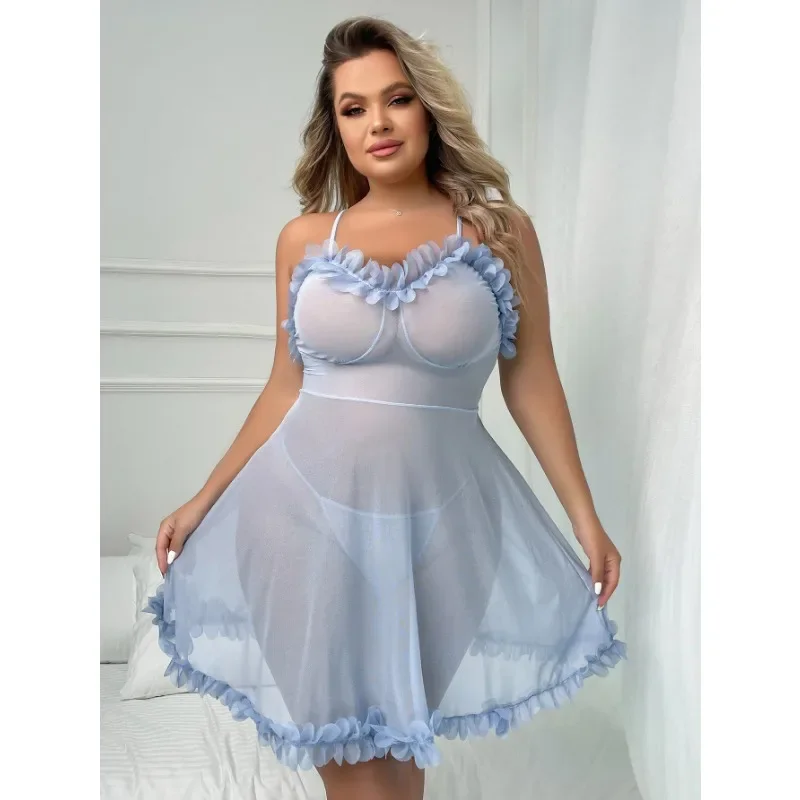 Sexy Mesh See-through Sexy Lingerie Nightgown Hot Underwear Women Clothing Porn Female Intimate Evening Dresses Lingеrie Set 18