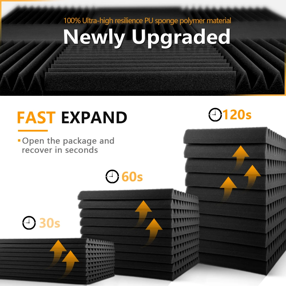 ألواح إسفنجية ماصة للصوت ومثبطة للهب (12/24 قطعة من الأخدود الثلاثي) لتقليل الضوضاء وتجديد المنزل وعازل للصوت #4