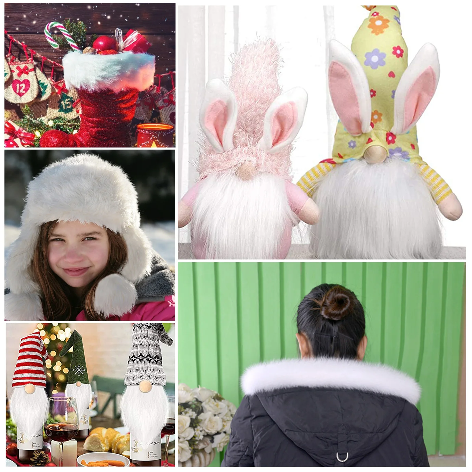 

1 White Faux Ribbon Trim 3 Long Snowy Fabric Roll Christmas Decoration DIY Material Ribbon for Tree Hats Boots Capes