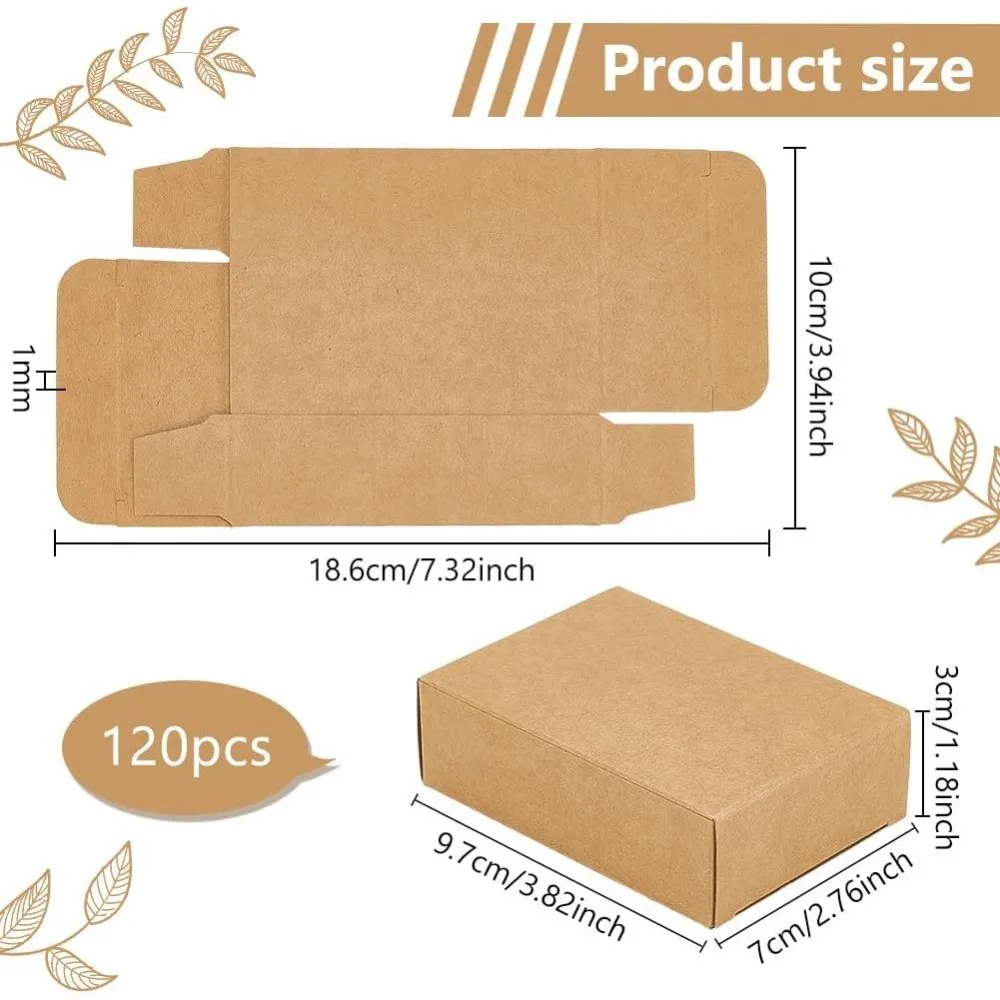 120Pcs Kraft Soap Boxes No Window 3.8x2.8x1.2 Inch Perfect for Homemade Soap Candies Cookies Gifts Occasions