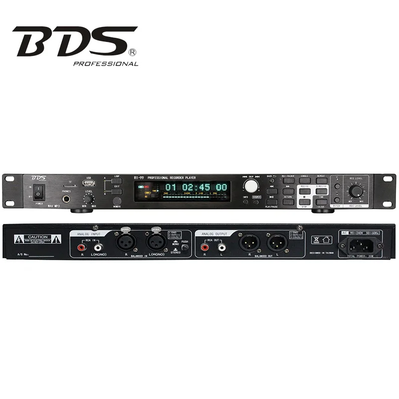 BDS RI-99 Rack-Mount Record Player Multi-Format USB/TF Integrated Mixer Amplifier Pro DJ Audio System for Speakers & Microphones