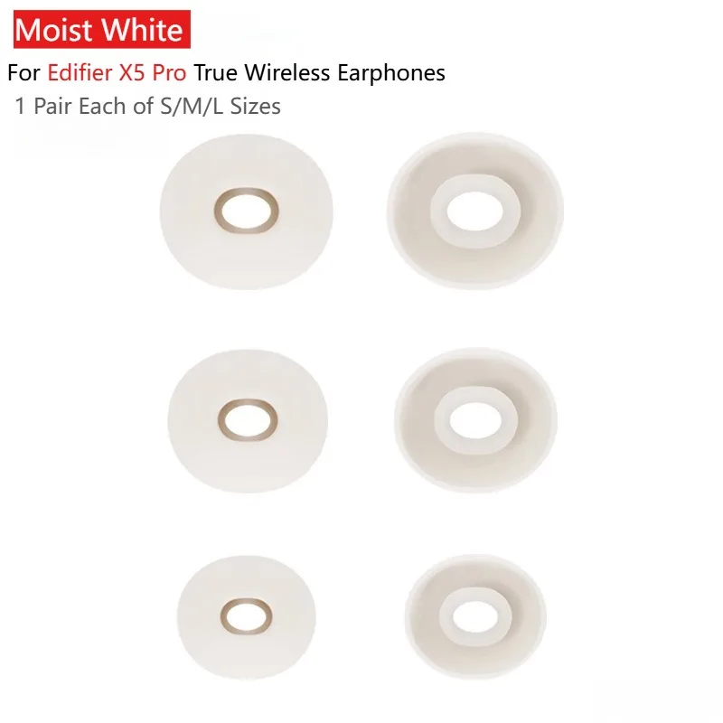 

For Edifier X5PRO TWS Earbuds Silicone Ear Tips 3Sizes S/M/L Soft Replacement Eartips Secure Fit Noise Isolating Sweat-Resistant