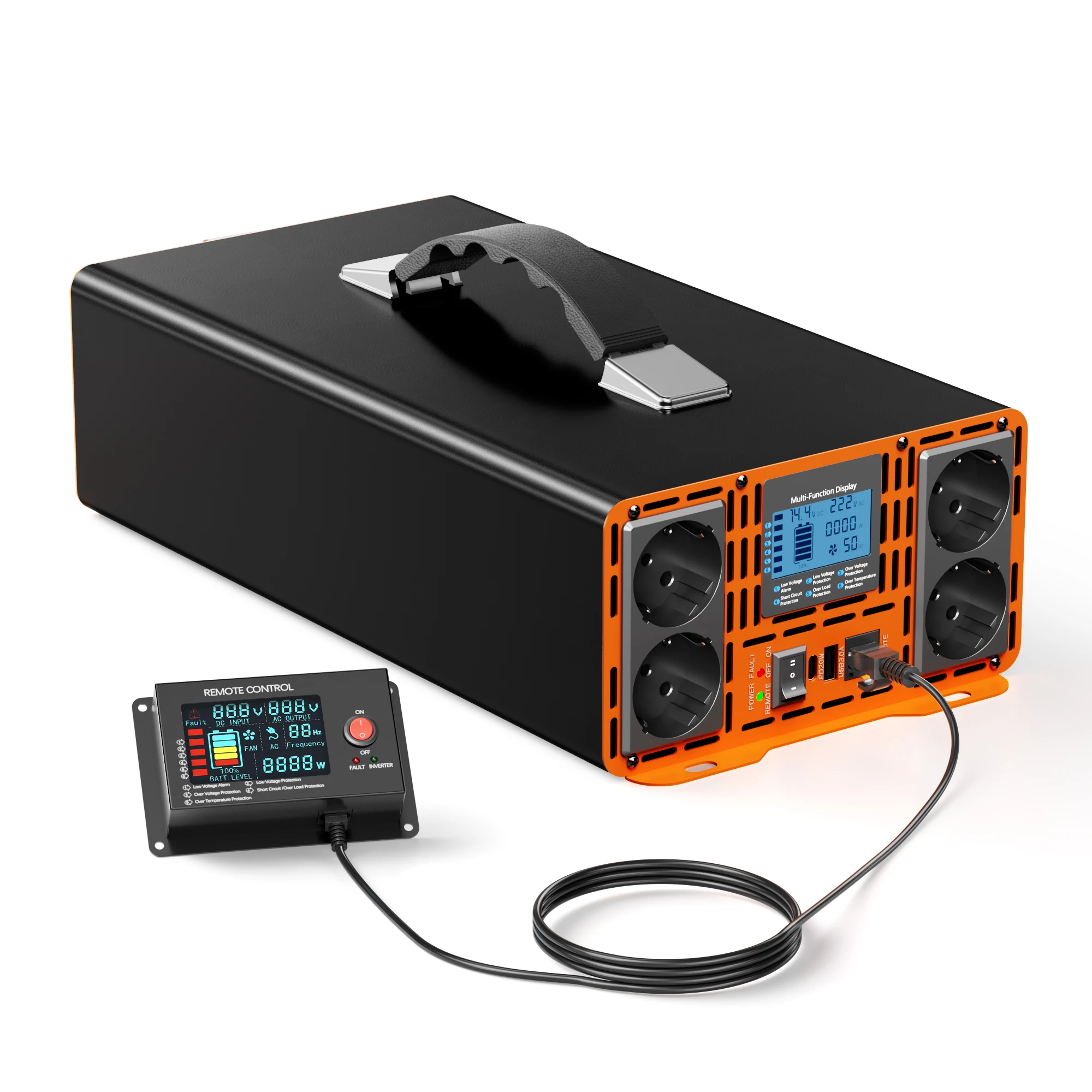 HOULI 3000W-12000W Pure Sine Wave Inverter 12V 24V 48V 60V To 220V Off Grid Solar Inverter 12kW For Home System