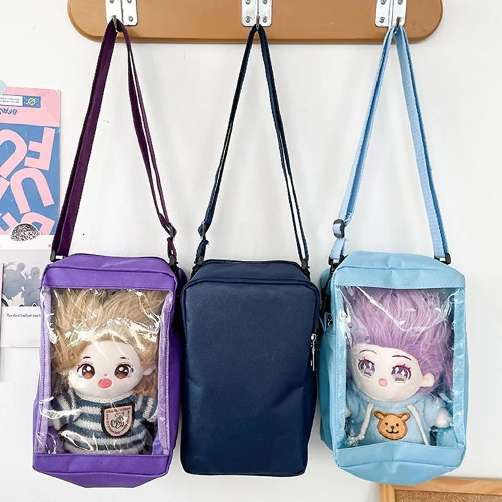 Multicolor Doll Display Bag Gift Solid Color Transparent Window Shoulder Bag Bilayer Outdoor Bag Crossbody Bag