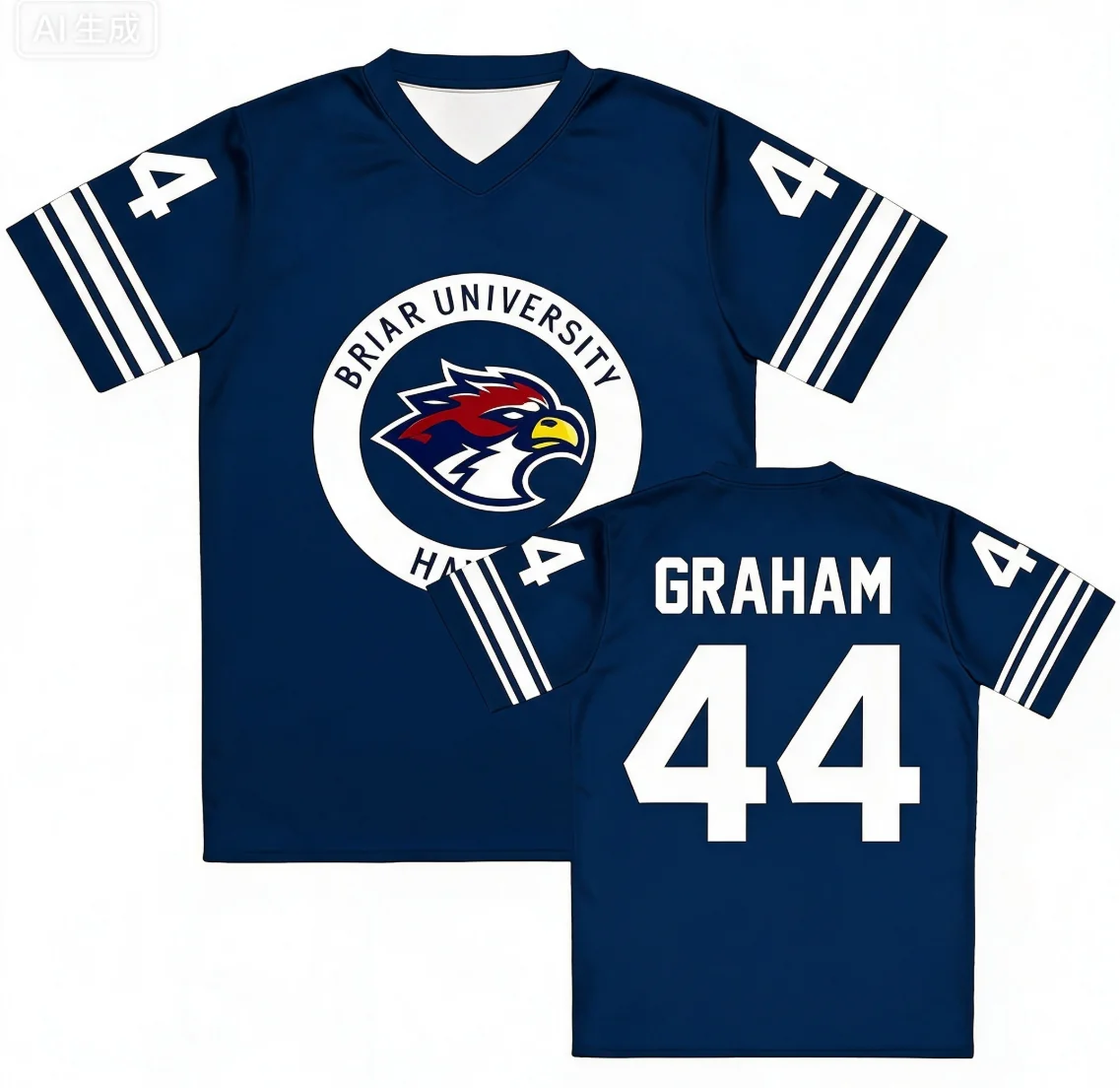 Off Campus Briar University Jersey Graham 44 22 DI LAURENTIS 66 Tucker46 T-shirt V-neck Men Women Tees 3D Print Family Kids Tees