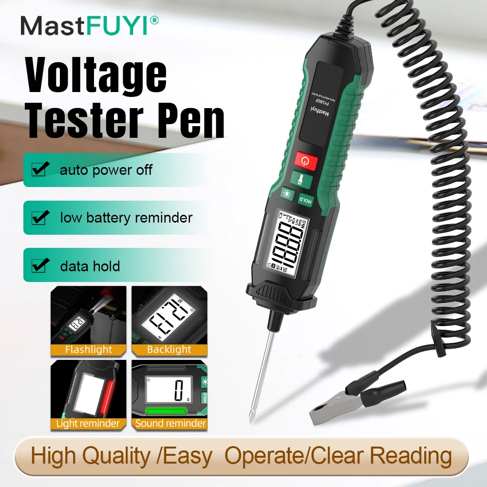 DC Voltage Tester Pen Car Tester Pen Diagnostic Tools Voltmeter Pen Car Electrician Multi-Function Pen with Flashlight