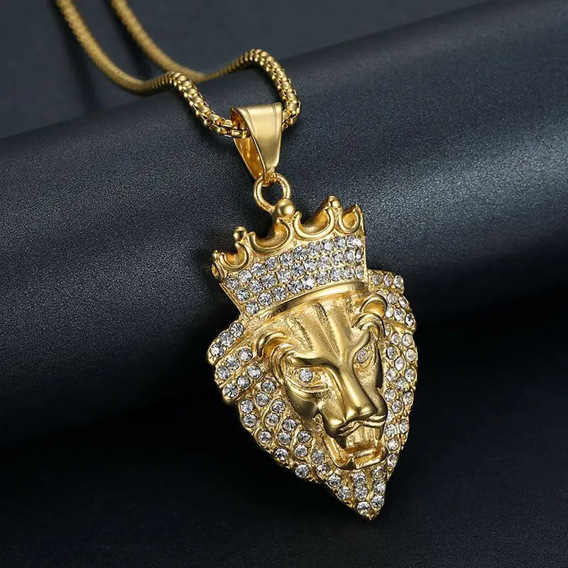 

Stainless mesh - Crown Lion - Hip Hop Fashion pendant Necklace