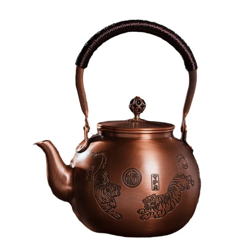2026 Chinese Antique Hand‑made Thick Red Copper Teapot Lifting‑Beam Kettle for Home Kung Fu Tea Ceremony Vintage Drinkware