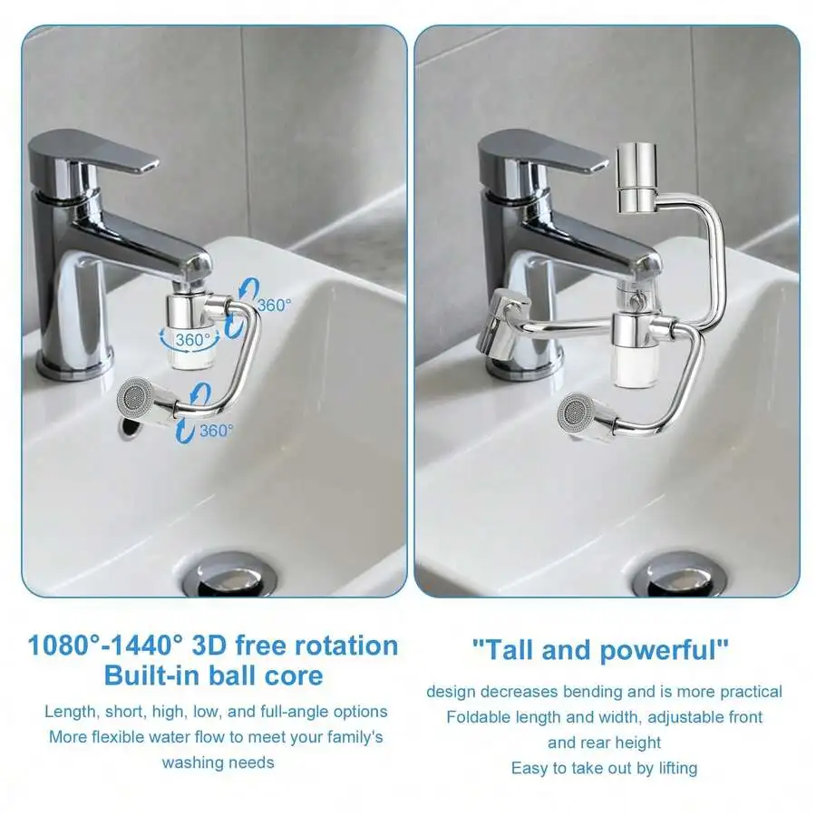 1440° Swivel Faucet Extender With Filter – Dual Spray Sink Aerator For Kitchen & Bathroom