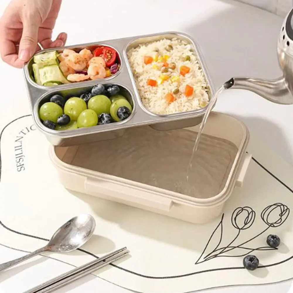 

Rectangle Stainless Steel Lunch Box Leakproof Heat Preservation Divided Food Storage Container Anti Odor Sealed