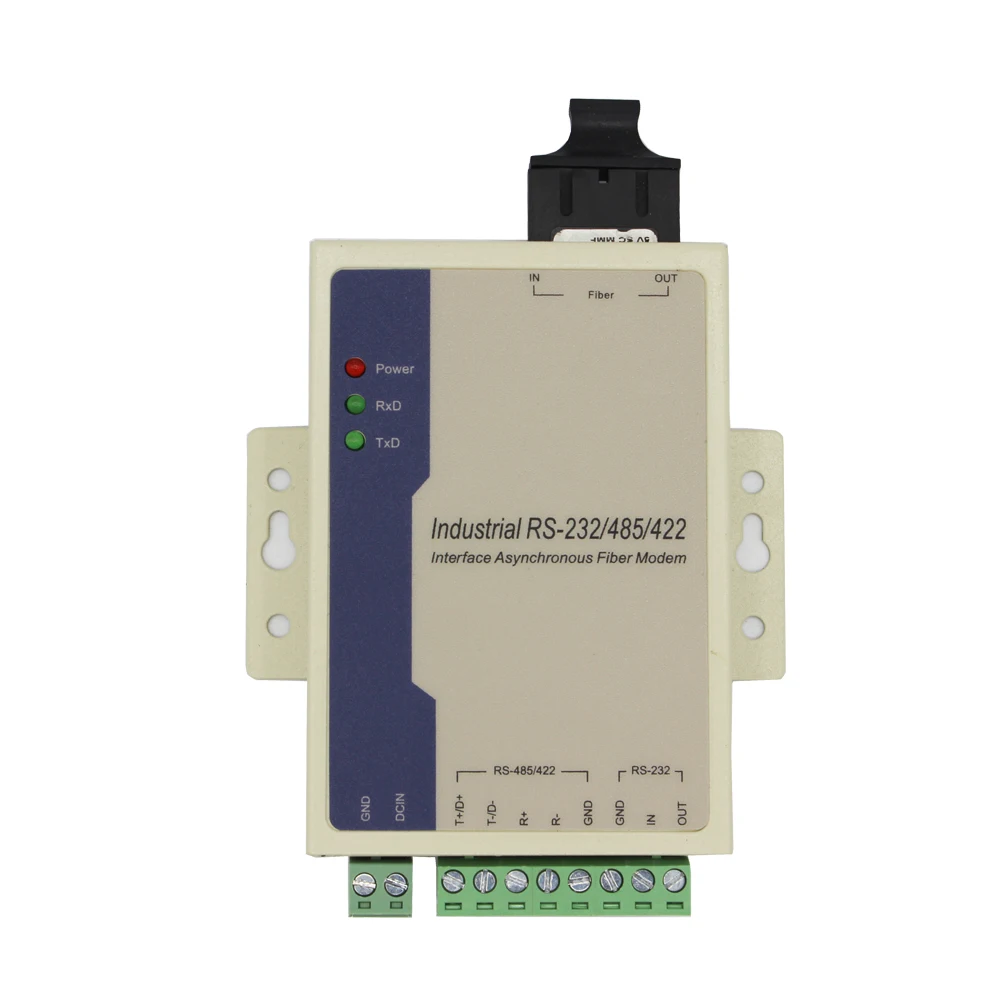 Industrial Compact RS-232/422/485 Serial Fiber Converter Optical Receiver Single Fiber SM SC Connector 20KM SC External Optic