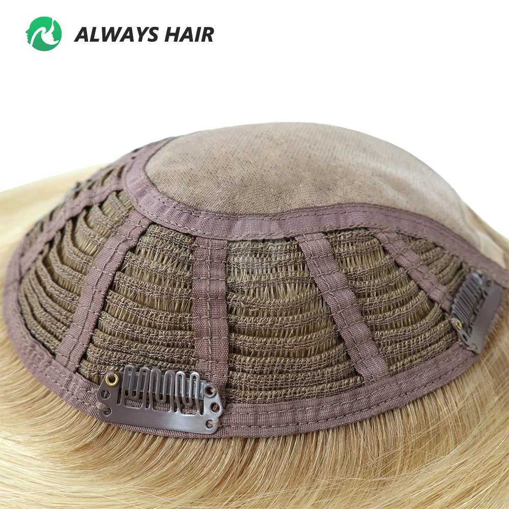 Alwayshair - 100% Real Chinese Cuticle Remy Human Hair Toppers for Women Mono Base Woman Hair Prosthesis