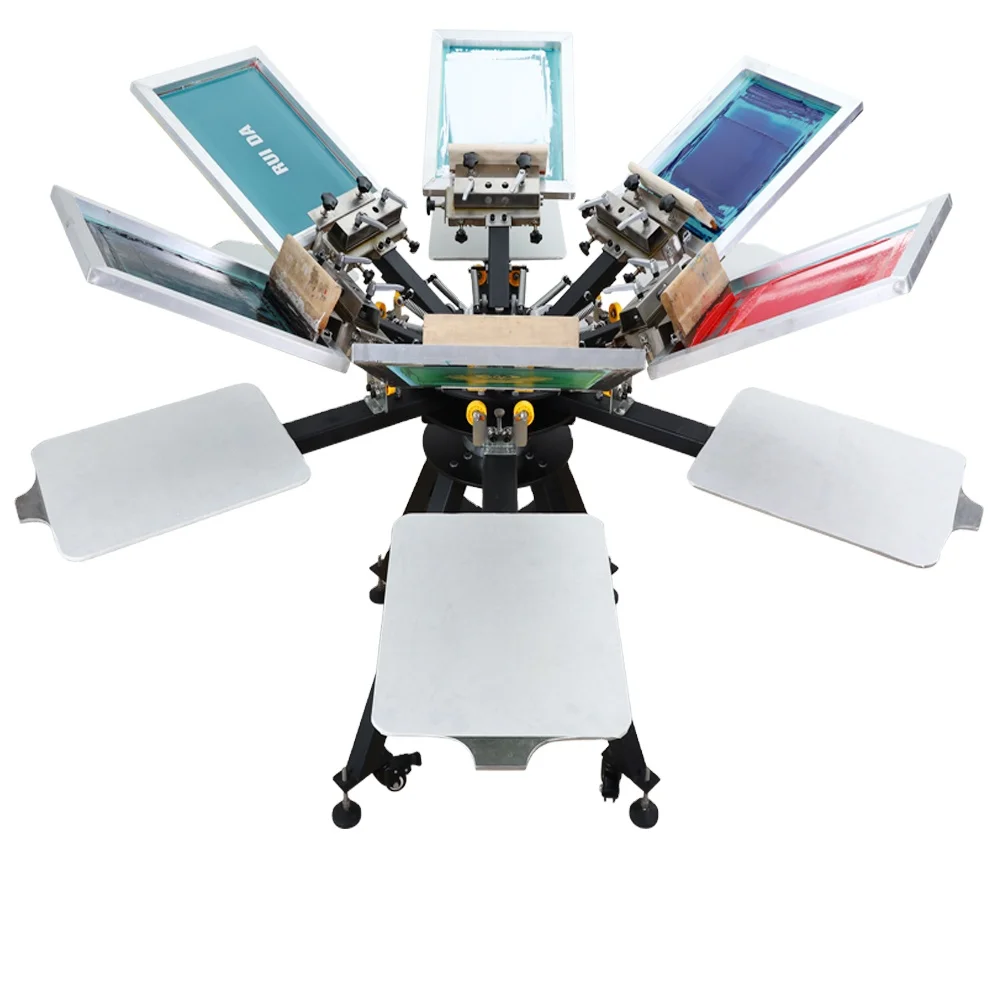 

Wholesale Srigraphie Tshirt Short 6 Color 4 Station 6station Screen Printing Press