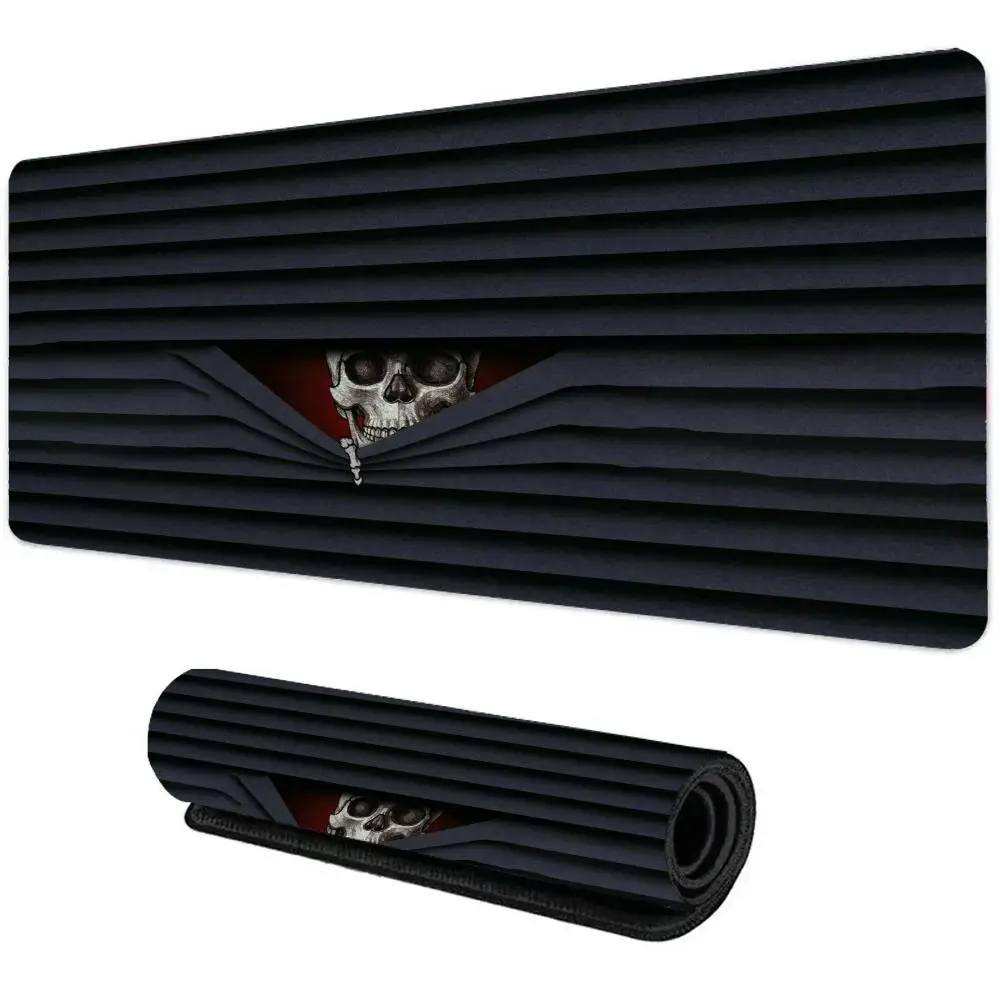 

Коврик для мыши с черным черепом, большие компьютерные офисные игровые настольные коврики XXL, резиновые противоскользящие коврики для игровой клавиатуры, длинные настольные коврики