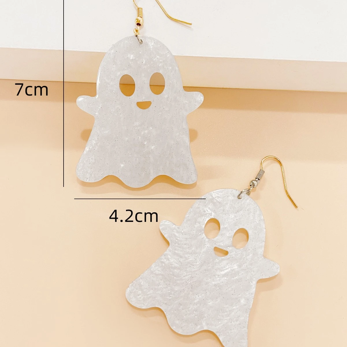 Niedliche Geister-Blumen-Kürbis Acryl-Ohrhänger für Frauen, Zierliche Katzen- und Fledermaus-Tropfenohrringe, Halloween-Party-Schmuck Geschenk – Detail 7