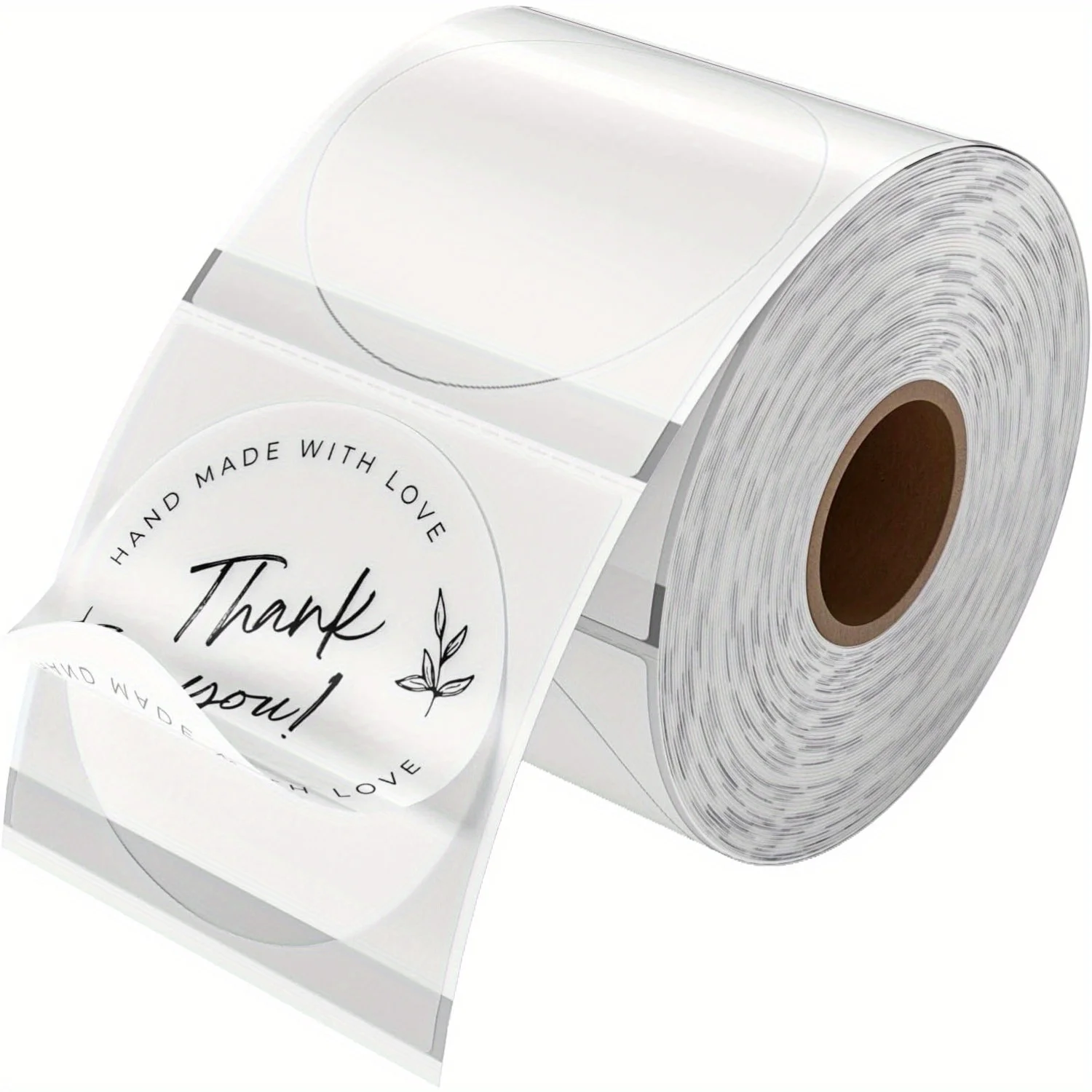 ملصقات حرارية مستديرة شفافة مقاس 50 × 50 مم (500 ورقة/1 لفة)، ملصقات حرارية مستديرة ذاتية اللصق، ملصقات لفة متعددة الاستخدامات