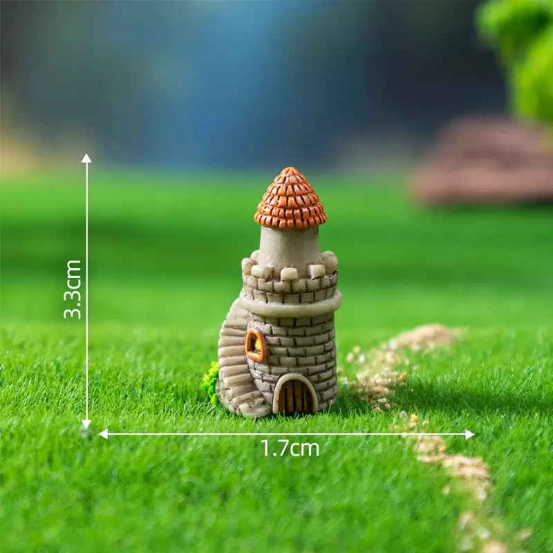 5/10PCS Resin Vintage Mini Castle Ornament, Retro Miniature Castle Figurine for Home Shelf Decoration Housewarming Gifts