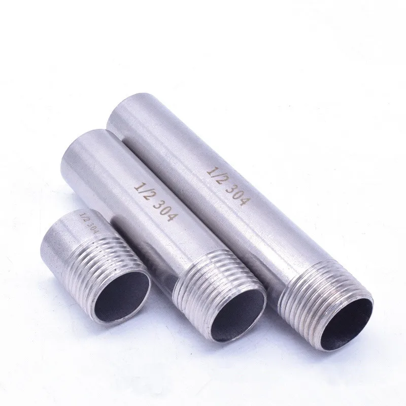 1PCS 304 Stainless Steel Single-end Male Coupling Pipe Connection Union Joint 100mm Length