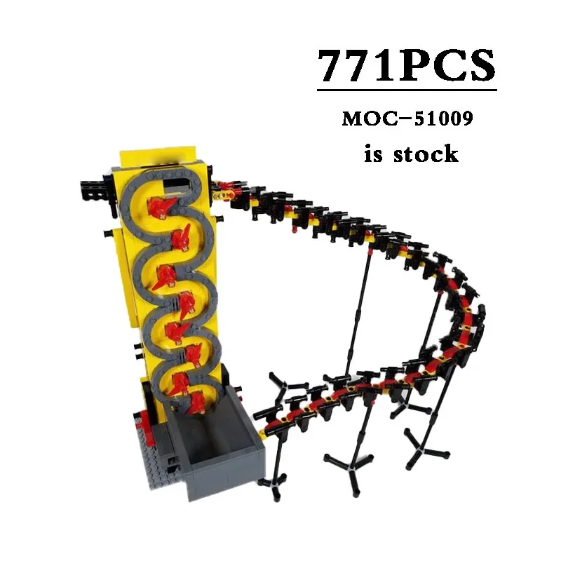 MOC-51009 S Shaped Pinball Track Elétrica, Building Blocks Toy, Módulo GBC Clássico, Presente de Natal, Presente de Aniversário DIY, 792PCs