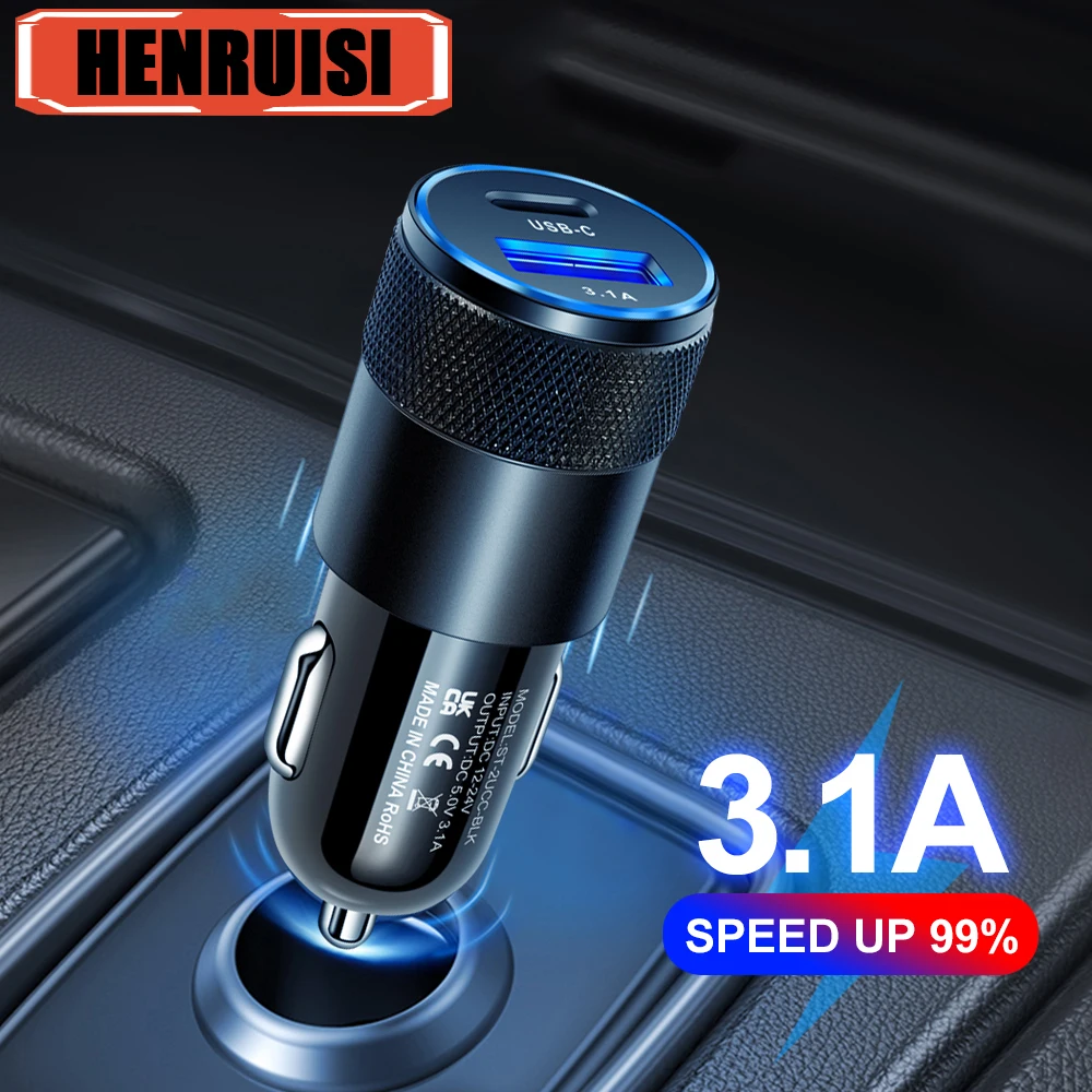 3.1A 66W PD USB Type C Charger Fast Charging Car Phones Charger for iPhone 15 14 13 12 Xiaomi Huawei Samsung S21 S22 Car Charger