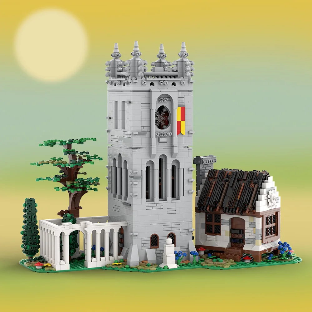 

MOC Medieval Library Building Blocks Sets Kingdom Castle Library Architecture Bricks DIY Creative Bricks Toy Adult Gift